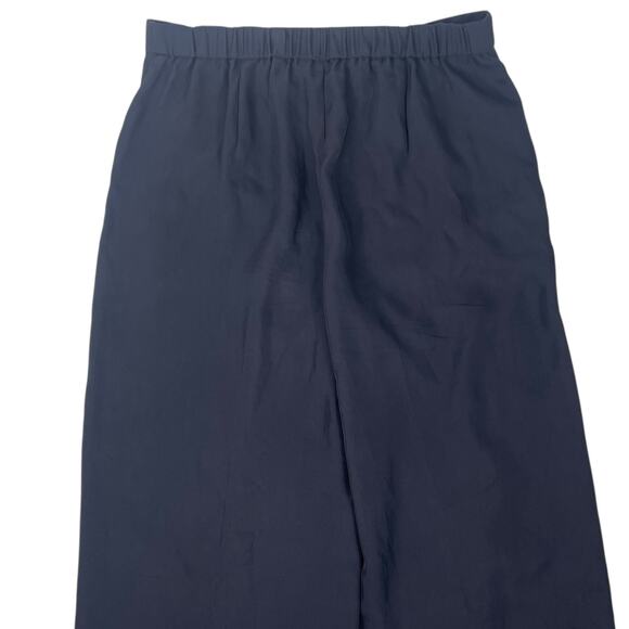 Theory Wide Leg Cropped Pants Washed Twill Navy Blue Size 00 - Picture 7 of 10